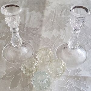 Set of 6 crystal candle sticks